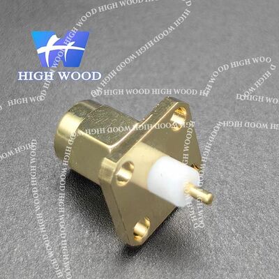 SMA Series RF Coaxial Connector,SMA-KFD Square 4-Hole Flange Male 4+3