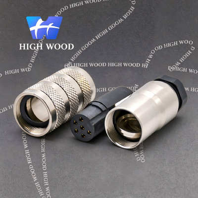 M16, 6-pin Female, Straight Cable Solder Connector