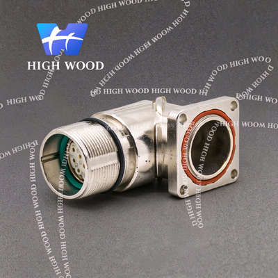 M23 Connector Socket, 17-Core Right Angle Receptacle, Female, Panel Mount, 4-Hole Flange, Shielded