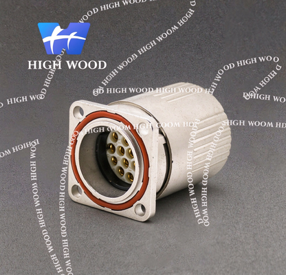 M23 Right Angle Plug, 19-Pin Male, Solder Wire Type, Shielded