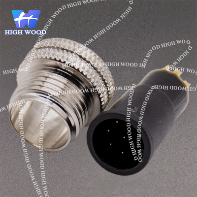 M12 Connector, 8-Pin Straight Injection-Molded Male Head with Solder Cups, Without Shielding, A-Latch