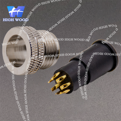 M12 Connector, 8-Pin Straight Injection-Molded Male Head with Solder Cups, Without Shielding, A-Latch