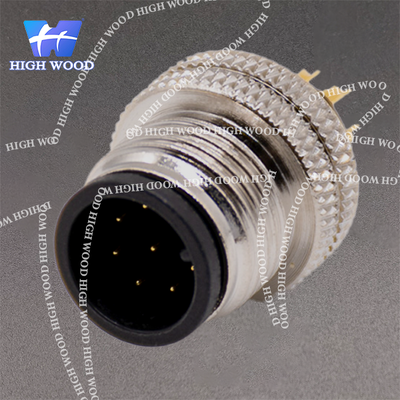 M12 Connector, 8-Pin Straight Injection-Molded Male Head with Solder Cups, Without Shielding, A-Latch