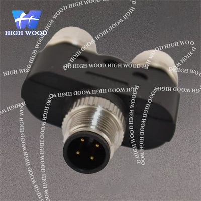 M12 Adapter, Y-Type, Code A, 4-Pin Male to Dual Female M12 to M12