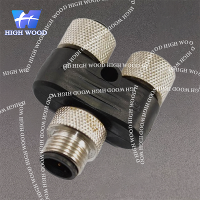 M12 Adapter, Y-Type, Code A, 4-Pin Male to Dual Female M12 to M12