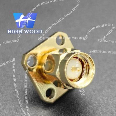 SMA Series RF Coaxial Connector,SMA-KFD Square 4-Hole Flange Male 4+3