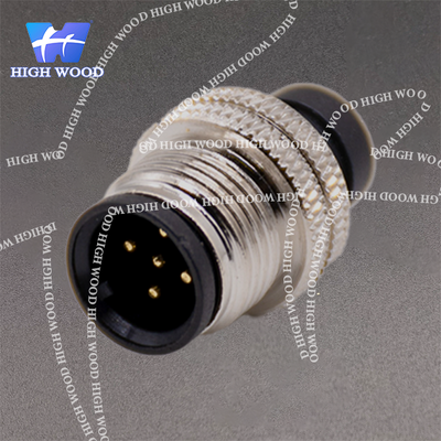 M12 Connector, 5-Pin Injection-Molded Male, Straight Solder Cup, No Shielding, Code A