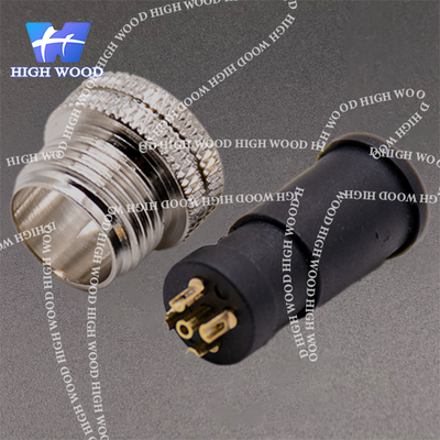 M12 Connector, 5-Pin Injection-Molded Male, Straight Solder Cup, No Shielding, Code A