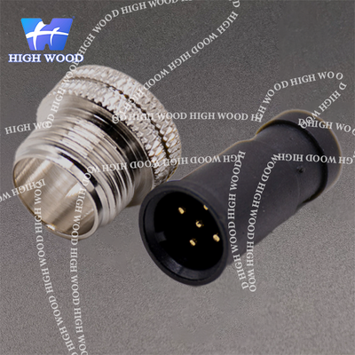 M12 Connector, 5-Pin Injection-Molded Male, Straight Solder Cup, No Shielding, Code A