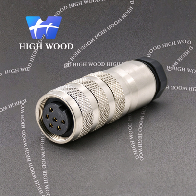 M16, 6-pin Female, Straight Cable Solder Connector