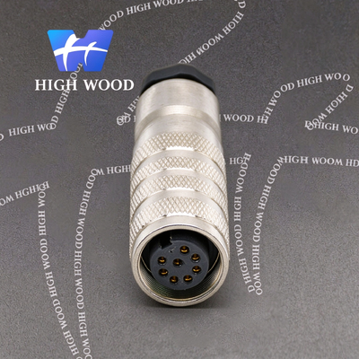 M16 Waterproof Connector, 8-pin Female, Straight Cable Solder Connector