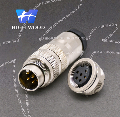 M16，6-Core Male & Female Set, Straight Solder Type, Self-Locking Waterproof