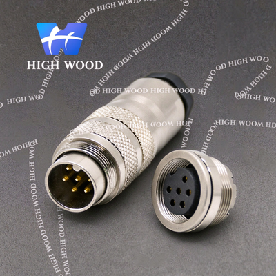 M16，6-Core Male & Female Set, Straight Solder Type, Self-Locking Waterproof