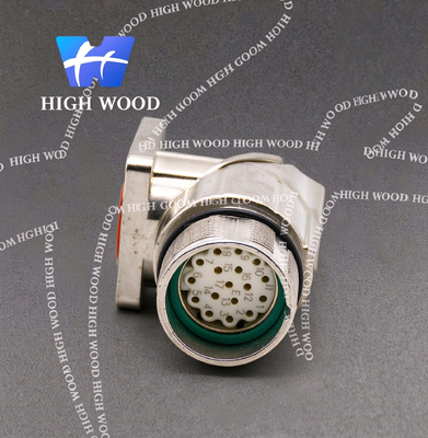 M23 Connector Socket, 17-Core Right Angle Receptacle, Female, Panel Mount, 4-Hole Flange, Shielded