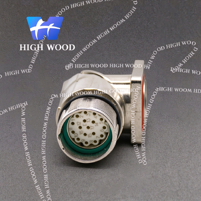 M23 Connector Socket, 17-Core Right Angle Receptacle, Female, Panel Mount, 4-Hole Flange, Shielded