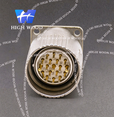 M23 Right Angle Plug, 19-Pin Male, Solder Wire Type, Shielded