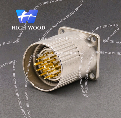 M23 Right Angle Plug, 19-Pin Male, Solder Wire Type, Shielded