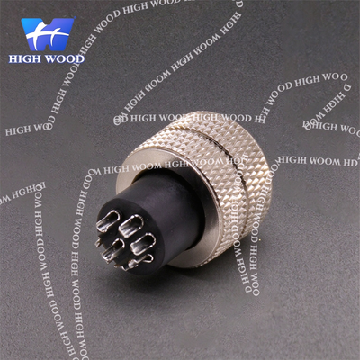 M12 Connector, 8-Pin Straight Injection-Molded Female Header with Solder Cups, Without Shielding, A-Latch