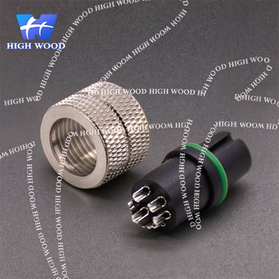 M12 Connector, 8-Pin Straight Injection-Molded Female Header with Solder Cups, Without Shielding, A-Latch